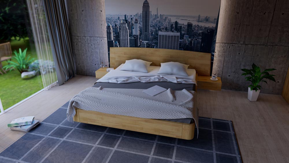 Masivní dubová postel od českého výrobce ECLISSI. Model NEVE.