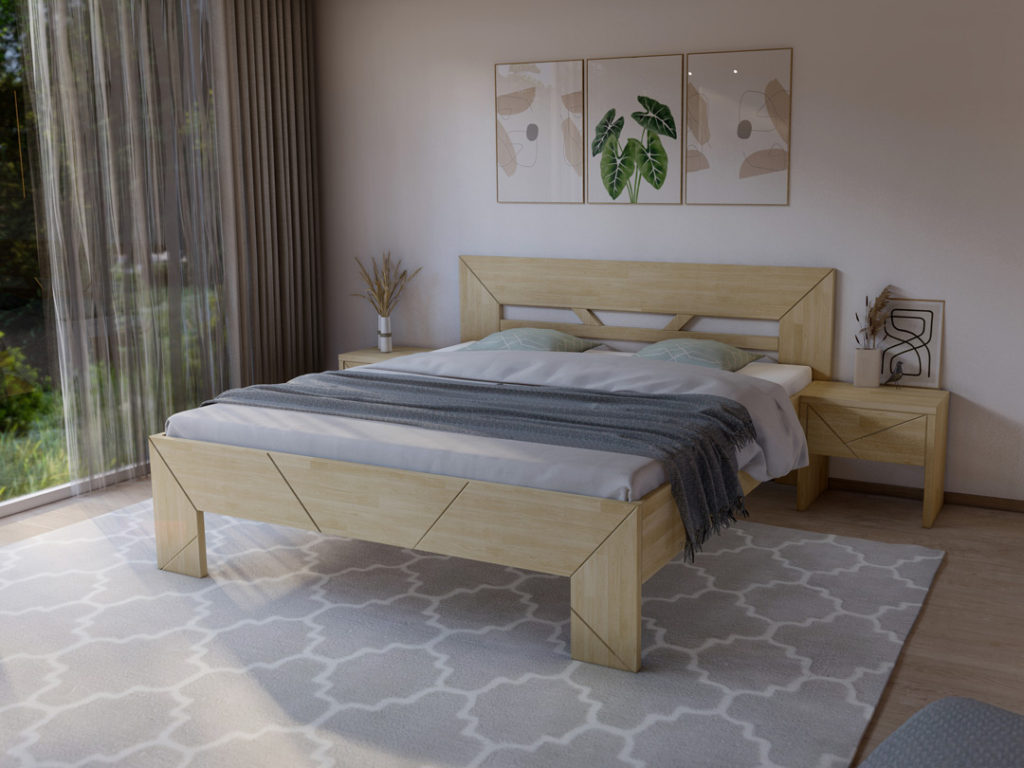 Moderní postel z masivu dub